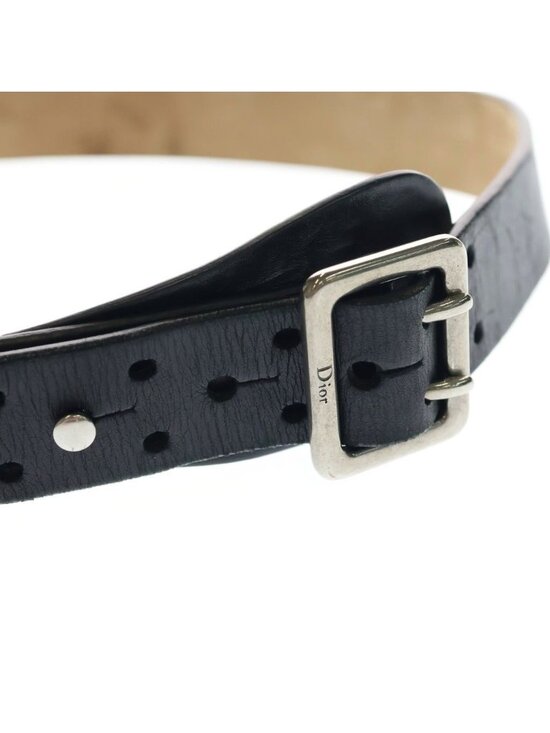 Dior Log Leather Belt Black Silver main image 4